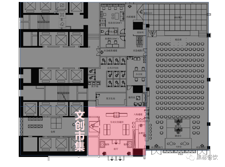 内容|视觉导视方案,剧场空间设计,文创市集空间设计▲平面布置图01